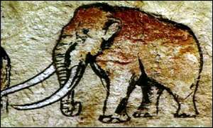 Cave painting of woolly mammoth