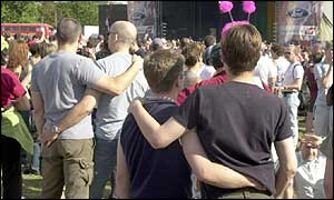 Gay men at London's Mardi Gras