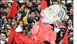 Students commemorating the 1968 massacre by the army