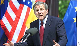 President George W Bush in Berlin in May
