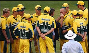 Darren Lehmann attended by the physio