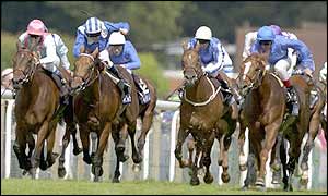 Grandera (right) cuts down Banks Hill and Nayef