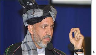 Hamid Karzai during speech