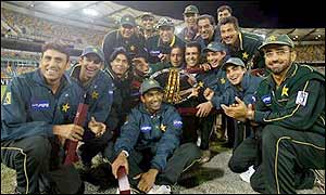 Pakistan celebrate victory over Australia at The Gabba