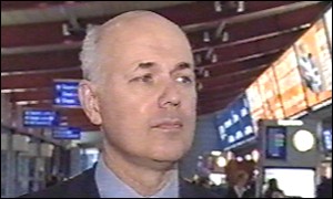 Iain Duncan Smith at Luton Airport