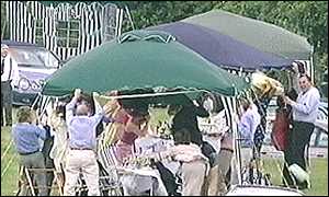 Punters battle with the wind