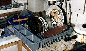 The filthy kitchen in one of the flats