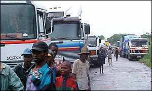 A tanker blockade in Antananarivo  