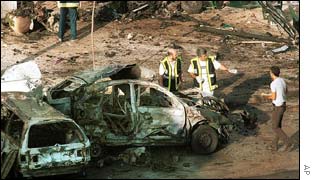 scene after Fuengirola car bomb blast