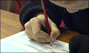 boy doing test 