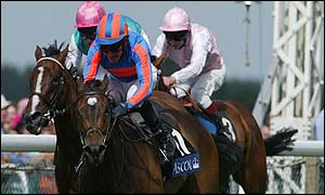 Sophisticat streaks to the front in the final stages of the Coronation Stakes