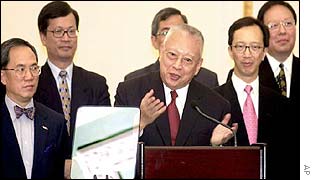 Tung Chee-hwa announcing new cabinet