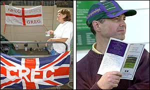 (L)Sandy Read from Ely, Cambridgeshire,  (R) A tennis fan waiting in the long queue