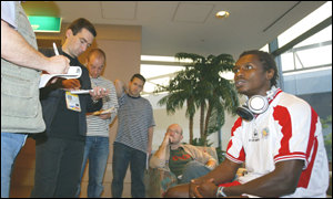 Aliou Cisse talking to journalists after losing to Turkey