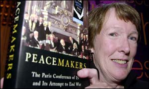 Dr Margaret Macmillan poses with her book Peacemakers