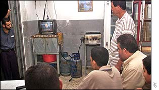 Palestinians watch the Bush speech