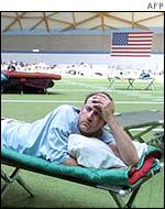Some people took refuge in a  local football stadium