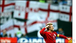 Beckham with St George's Cross flags