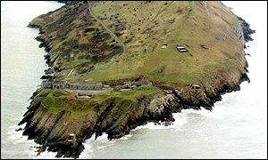 An aerial photograph of Brean Down Fort taken in 1996