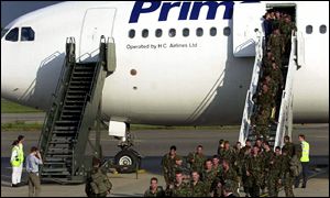 Soldiers arriving at RAF Brize Norton