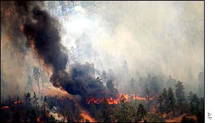 Aerial view of Arizona fire