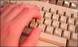Hand on keyboard