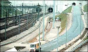 The French end of the Channel Tunnel