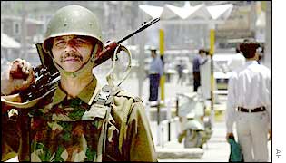 Indian soldier on Srinagar street