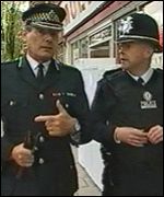 Sir Edward Crew patrolling with a beat officer