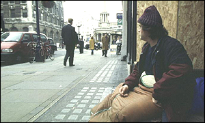 Homeless man in London