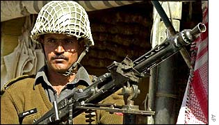 Pakistan soldier on guard during anti-US rally in Quetta