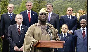 Nigerian President Olusegun Obasanjo with G8 leaders