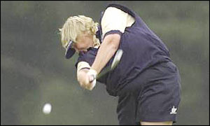 Laura Davies rips into a drive