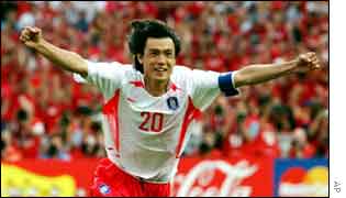 South Korea's Jong Myung-bo celebrates, AP