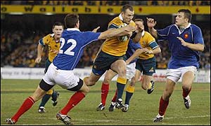Australia's Stirling Mortlock scored the first try
