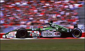 Eddie Irvine in the Jaguar R3 at the European Grand Prix in Germany