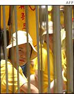 Falun Gong protest in Hong Kong