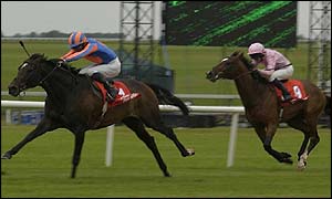 High Chaparral on his way to victory in the Irish Derby