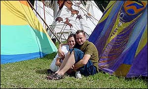 Chris Richmond and Emily Chalmers, who married at a disused London Tube station before Glastonbury