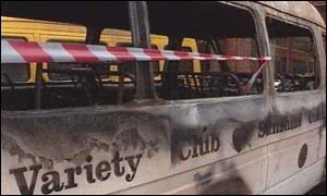 Badly damaged minibus at special needs school in Wrexham