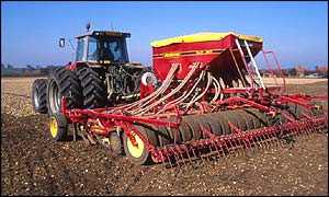 A tractor in a field