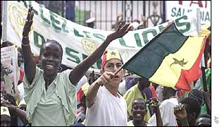 People celebrate Senegal's success in Dakar