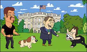George Michael, George W Bush and Tony Blair in the video