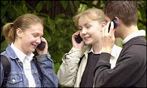 Children using mobile phones, PA