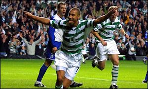 Henrik Larsson celebrates against Porto