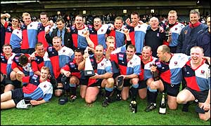 Belfast Harlequins celebrate winning Division Two title after defeating Bohemians in final