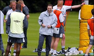 Martin O'Neill shares a laugh with his players at training
