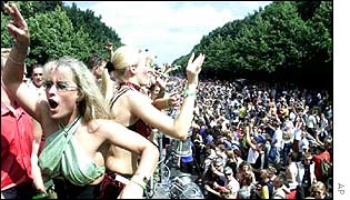 Revellers throng an avenue at last year's event