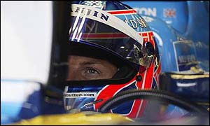 Jenson Button checks his lap times during qualifying for the European Grand Prix 