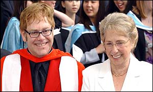 Sir Elton John and his mother, Sheila Fairbrother